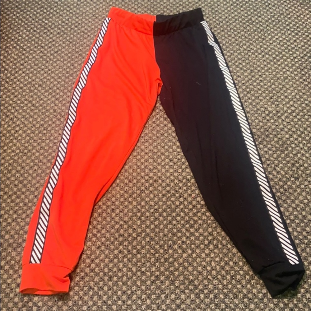 Fashion Nova Black and Orange Pants